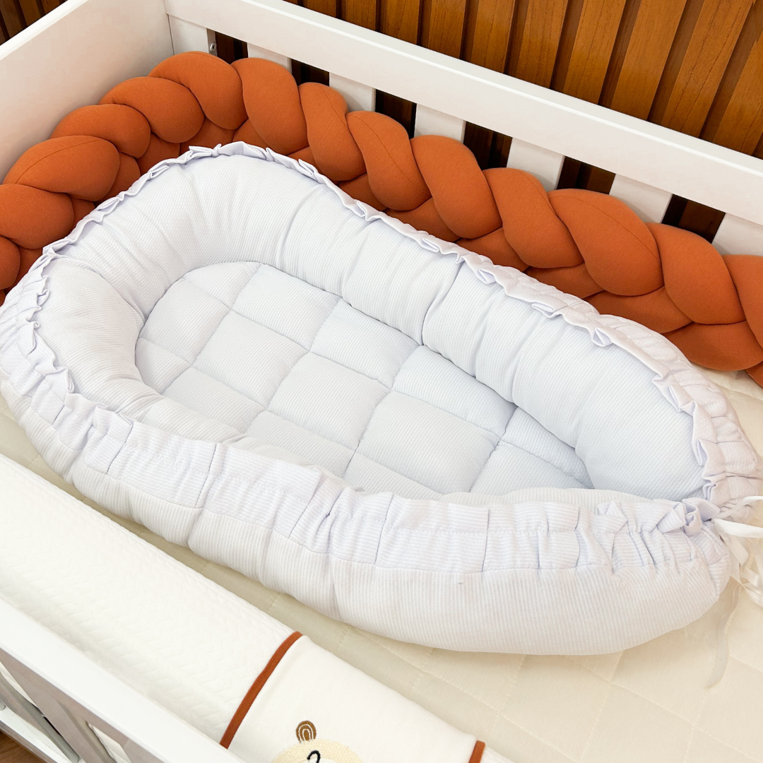 Ninho para Bebê Redutor de Berço 100% Algodão – Branco - Image 2