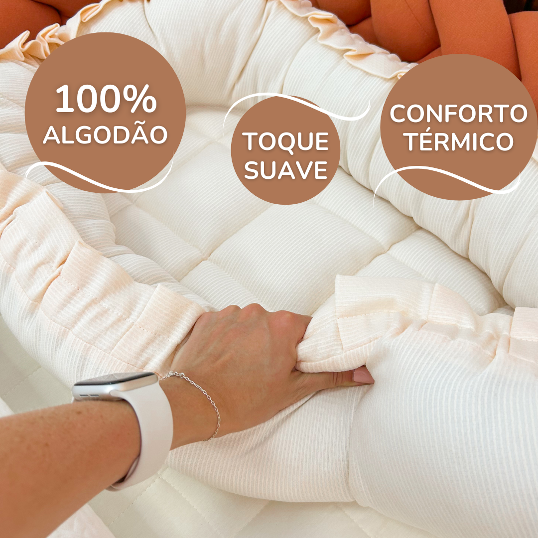 Ninho para Bebê Redutor de Berço 100% Algodão – Cinza - Image 3