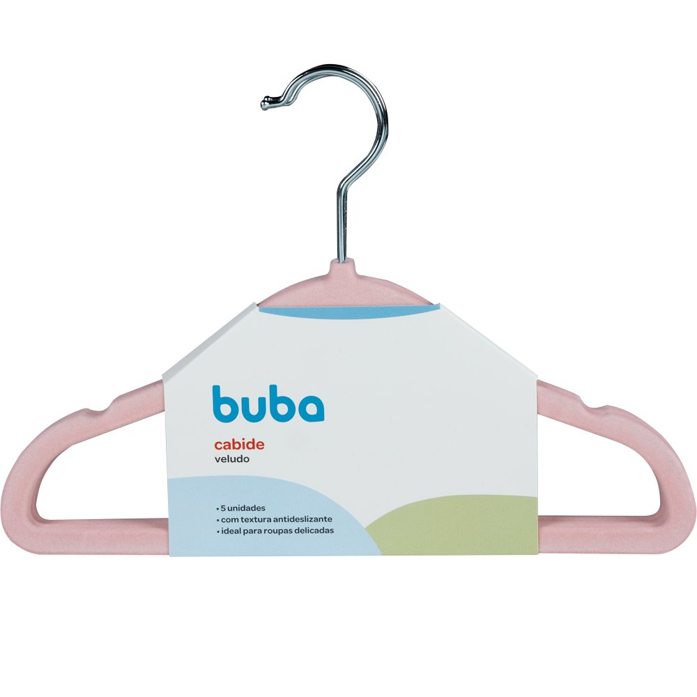 Kit 5 Cabides Infantil Buba em Veludo Rosa - Image 6