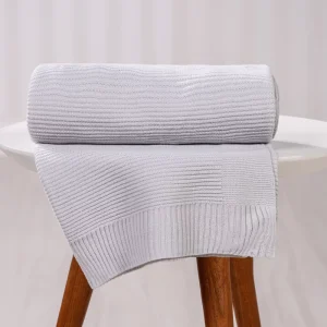 Manta Luxo Tricô Bebê – Cinza