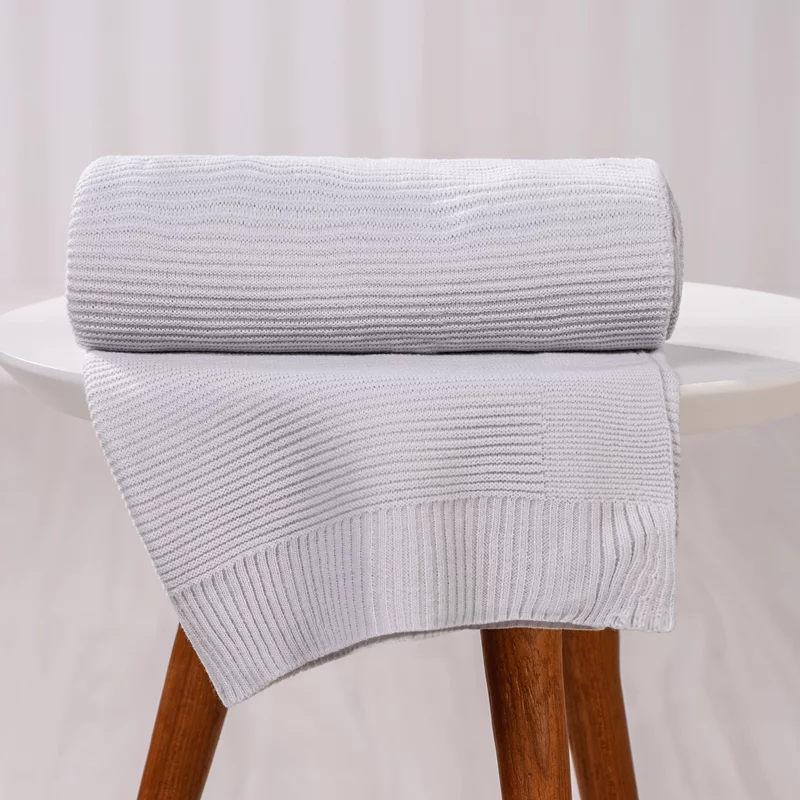 Manta Luxo Tricô Bebê – Cinza