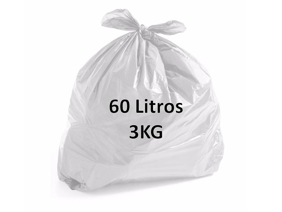Saco de Lixo 60 Litros Branco 3kg Fardo 100 Unidades
