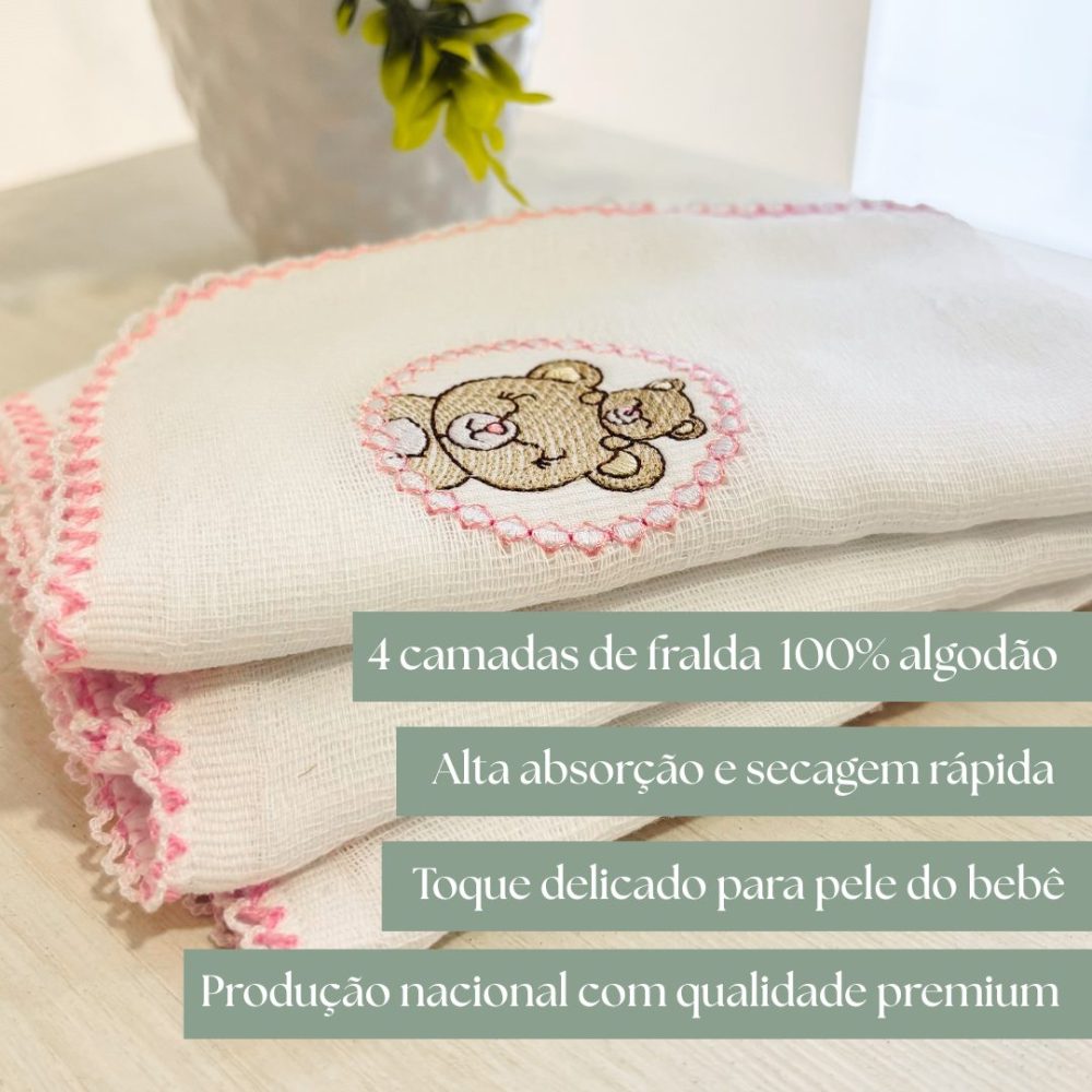 Kit Fralda de Boca Premium Bordada – Carrinho Marinho - Image 3