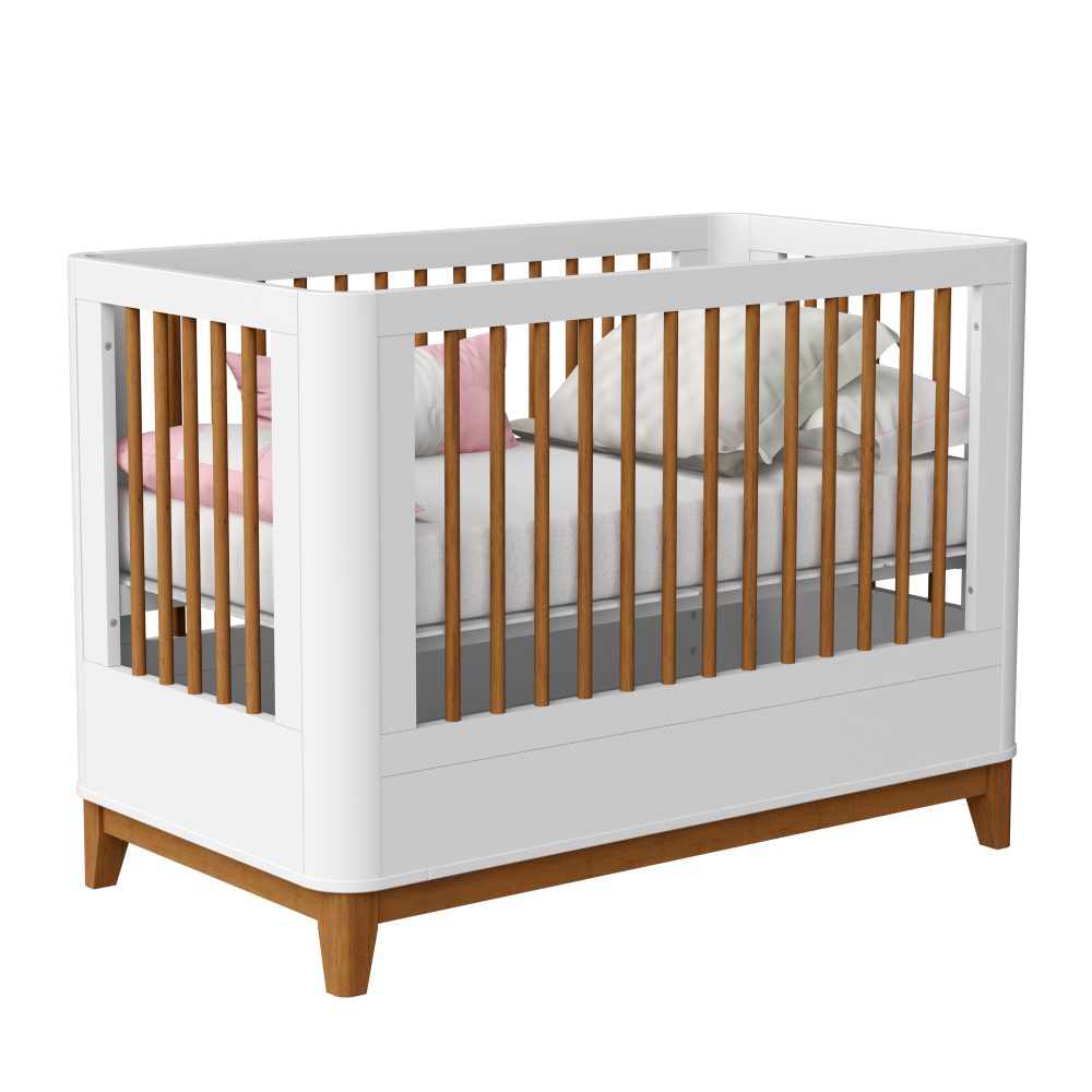 Quarto de Bebê Boom Slim Classic | Guarda-Roupa 4 Portas, Cômoda e Berço Reller – Branco Fosco - Image 6