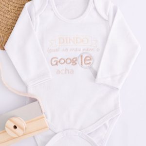 Body Bebê RN de Manga Dindo Igual ao Meu Nem o Google Acha