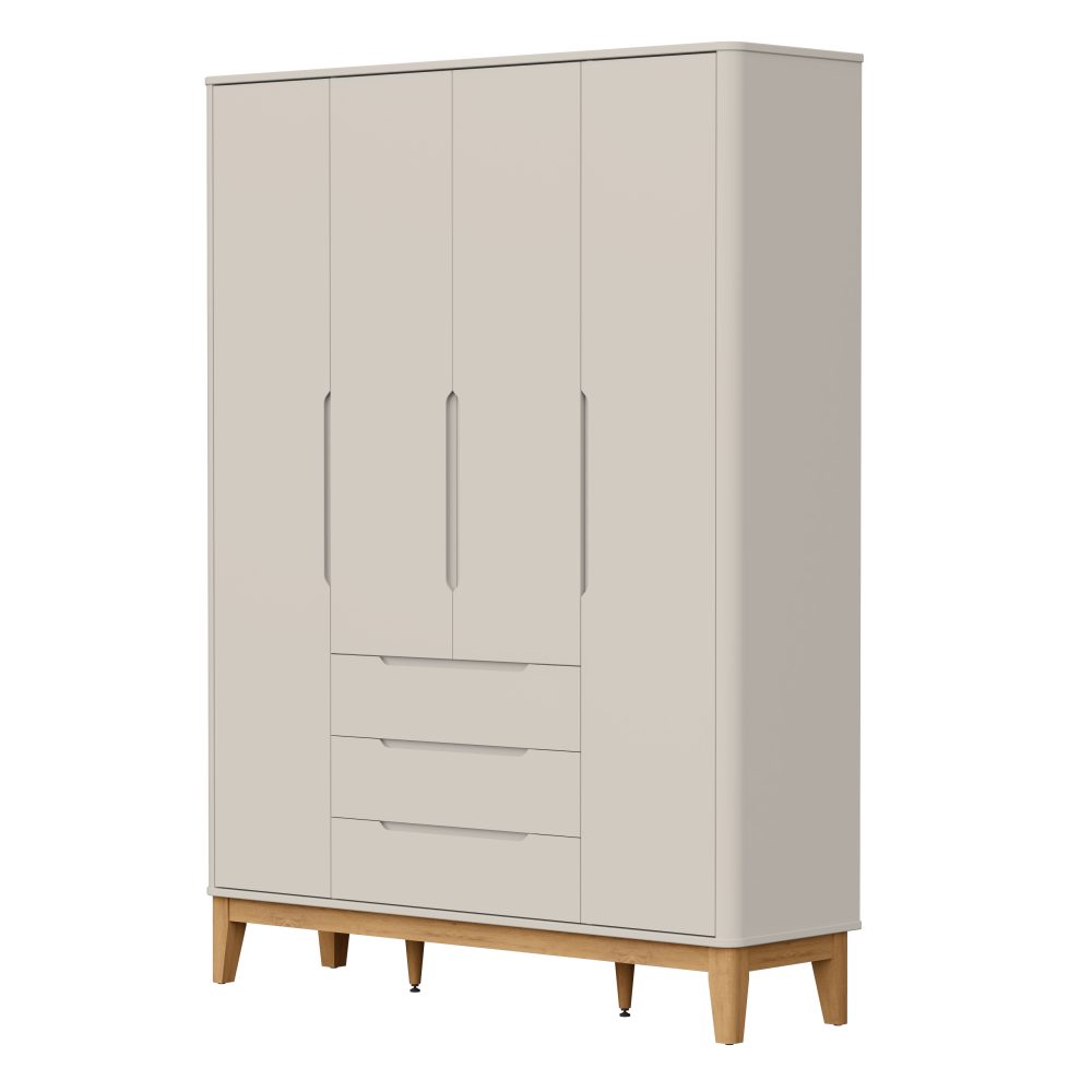 Roupeiro Boom 4 Portas Reller – Areia Fosco
