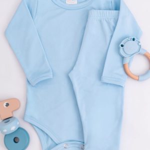 Conjunto Body Térmico Longo Azul Para Bebê