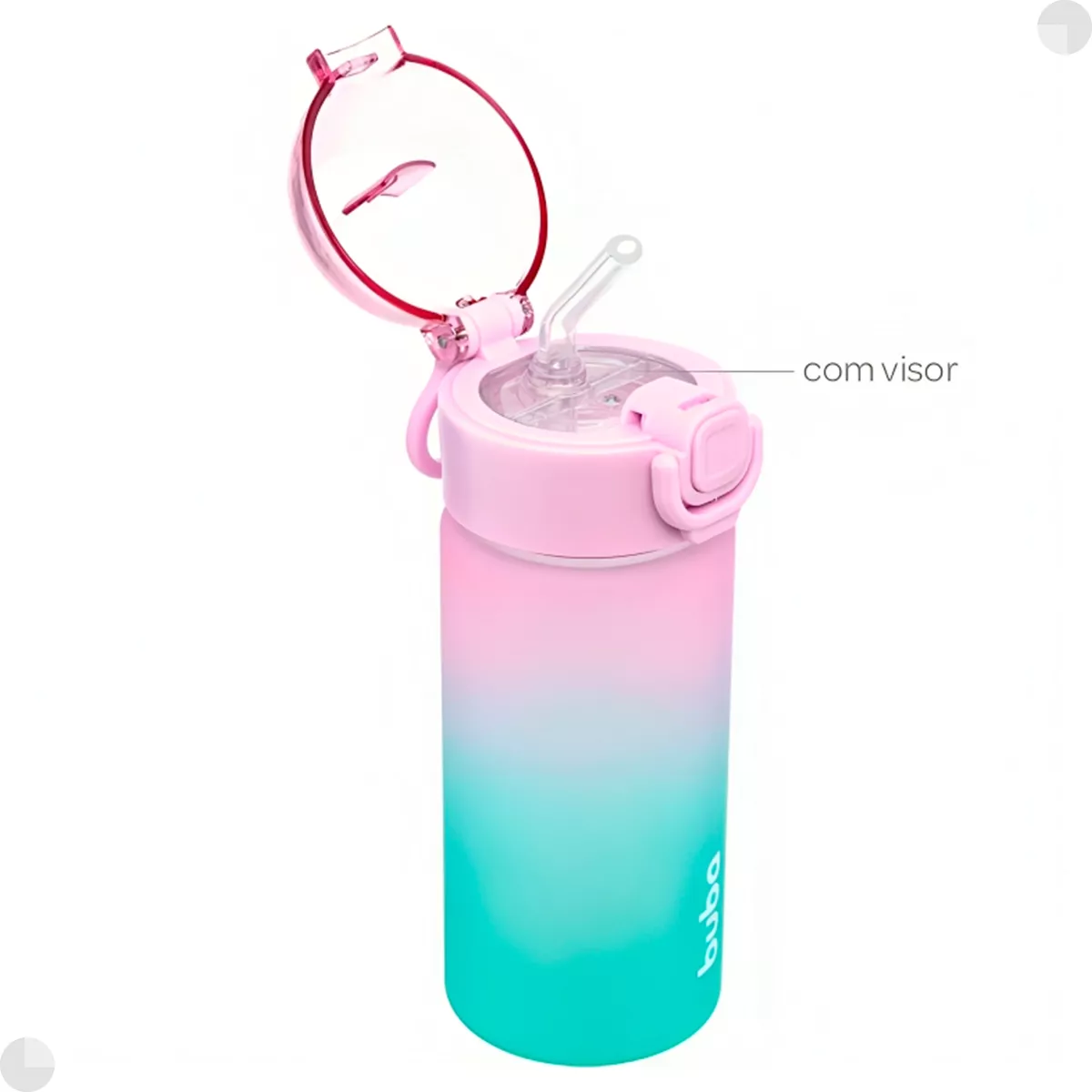 Garrafa Buba Degradê Rosa e Verde Antivazamento 450ml - Image 4