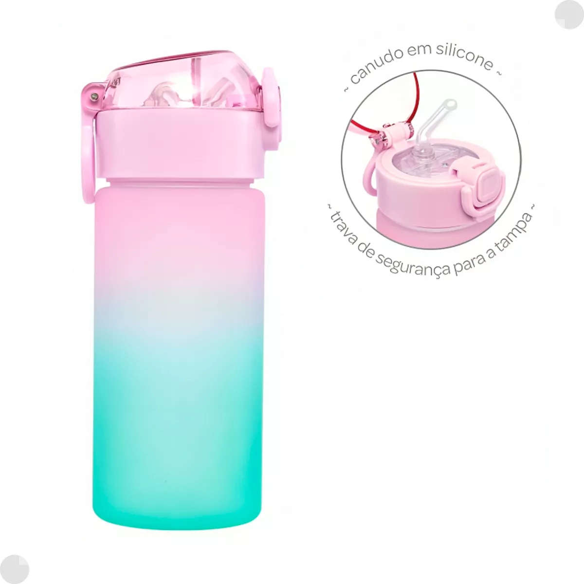 Garrafa Buba Degradê Rosa e Verde Antivazamento 450ml - Image 5