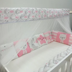 Kit Berço Trança 10 Peças – Gatinha Rosa