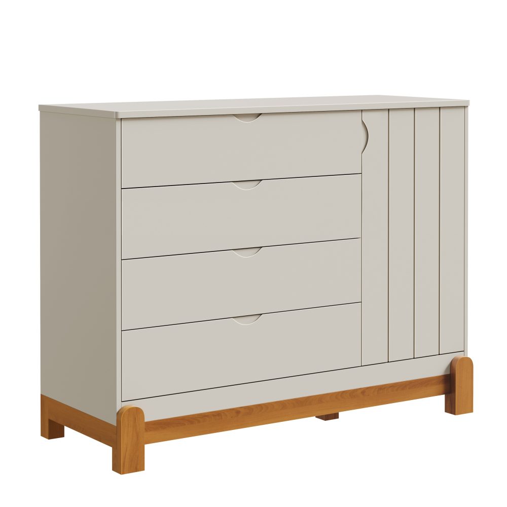 Quarto de Bebê Lotus Reller | Guarda-Roupa 4 Portas, Cômoda Sapateira e Berço – Areia Fosco - Image 6