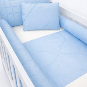 Kit Berço Glamour Doce Sonho com 9 peças – Azul Claro