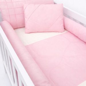 Kit Berço Glamour Doce Sonho com 9 peças – Rosa Claro