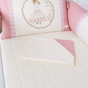 Kit Berço Paris 9 peças Com Bordado Bailarina Rosê