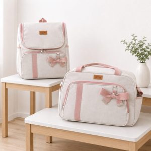 Kit Com Bolsa e Mochila Maternidade Venezza Rose