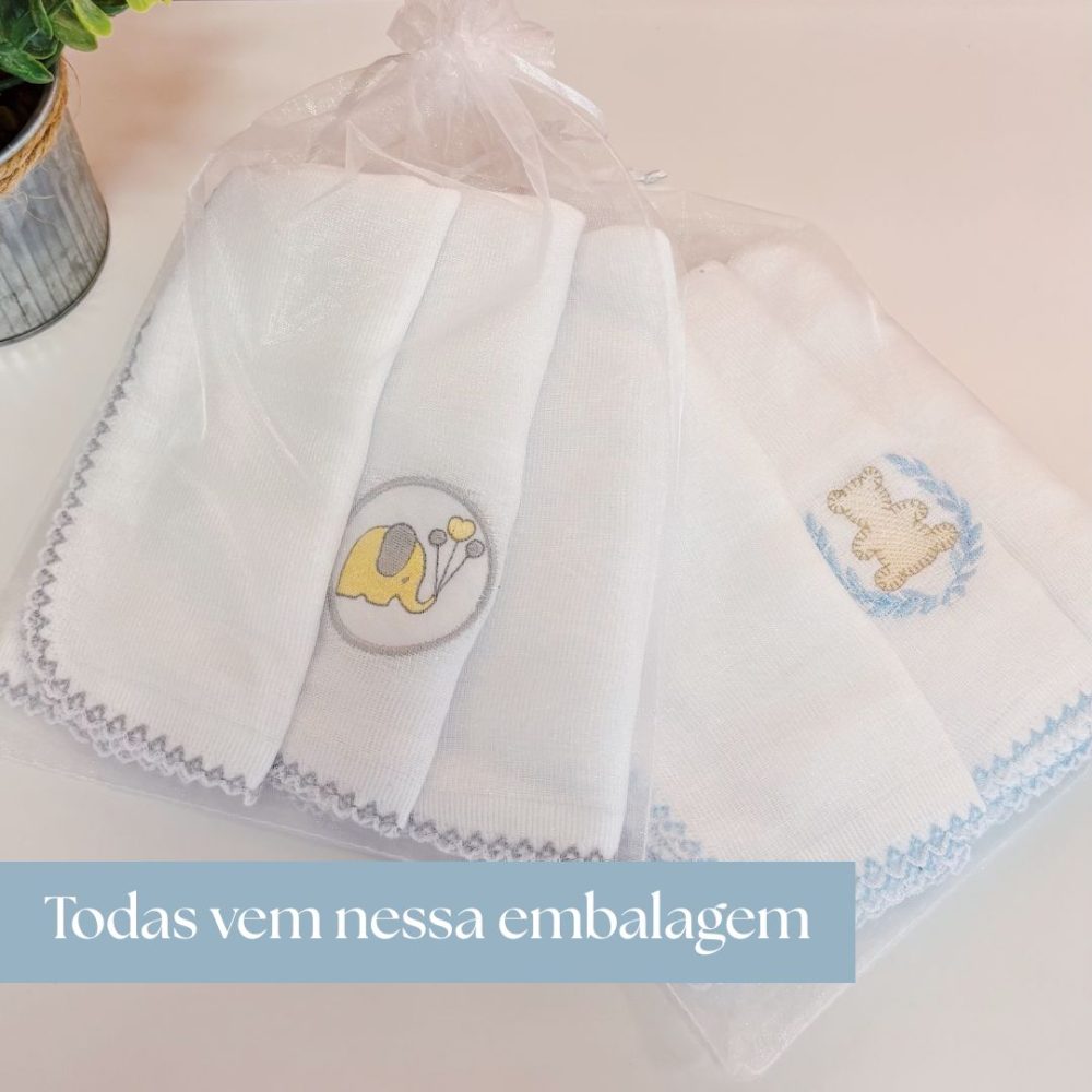 Kit Fralda de Boca Premium Bordada – Carrinho Marinho - Image 4