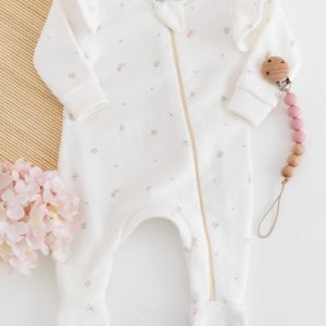 Macacão Bebê Buclê Peluciado com Zíper e Babado – Floral