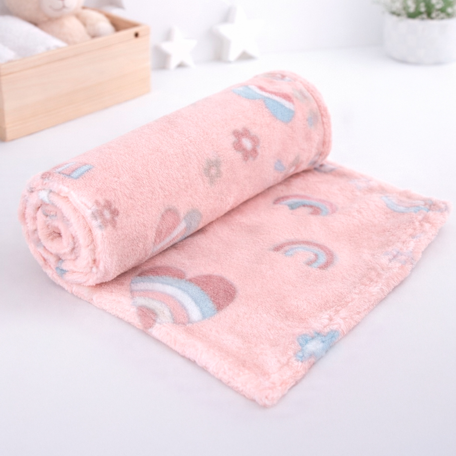 Manta Bebê Microfibra Arco-íris de Amor 70cm x 1,0m – Bene Casa