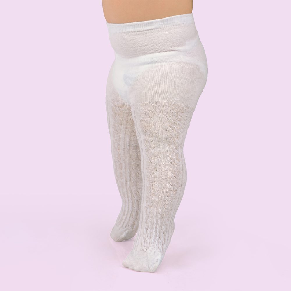 Meia Calça Bebê Menina Rendilhada Branca - Image 3