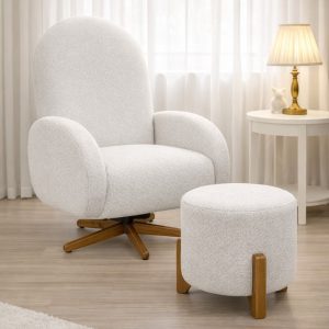Poltrona Amamentação Mavie Balanço e Giro com Puff – Lincoln