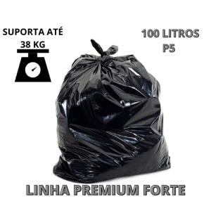 Saco de Lixo Reforçado 100 Litros P5 com 80 unidades