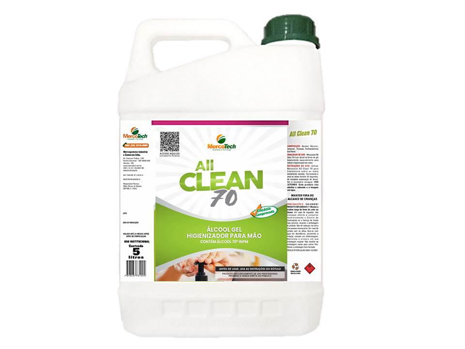 Álcool em Gel 70º All Clean Mercotech 5L – 4,4kg