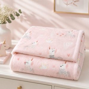 Cobertor Baby Flannel Toque de Seda – Unicórnio Rosa