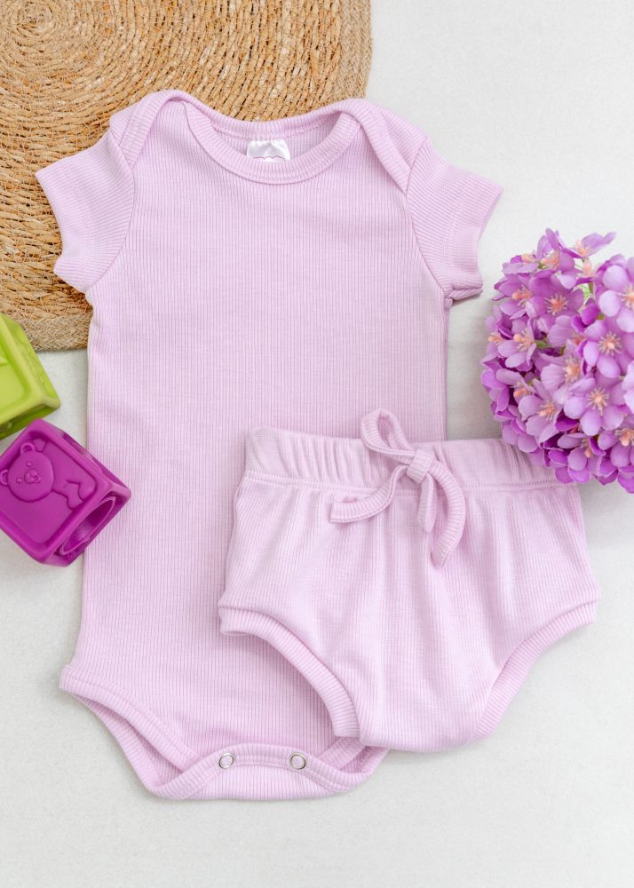 Conjunto Bebê Body e Tapa Fralda Canelado Liso – Algodão Doce - Image 2