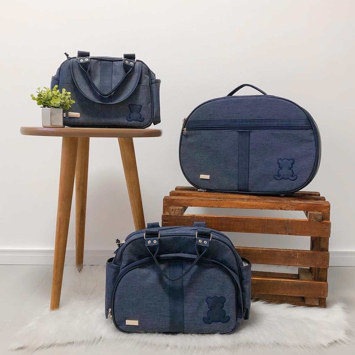 Kit Bolsa Luxo – 3 Peças Cinza Escuro