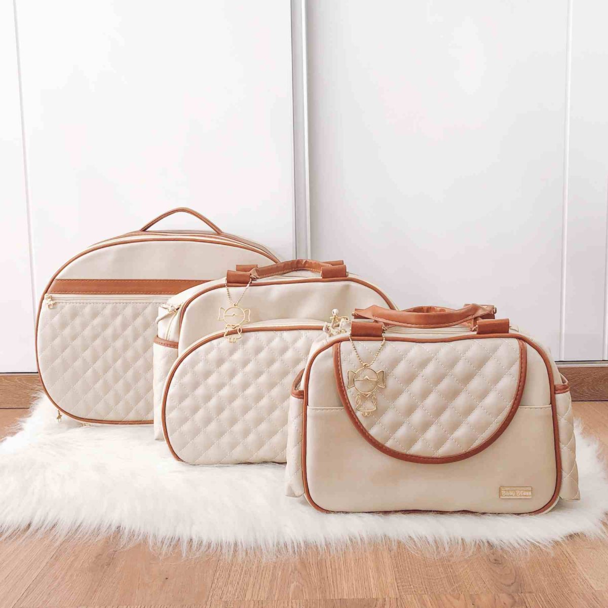Kit Bolsa Luxo – 3 Peças Creme e Caramelo - Image 2
