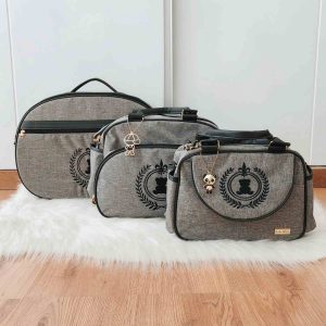 Kit Bolsa Luxo – 3 Peças Cinza Urso Cora