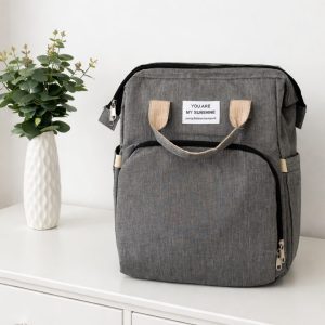 Mochila Maternidade Vira Berço Térmica – Cinza